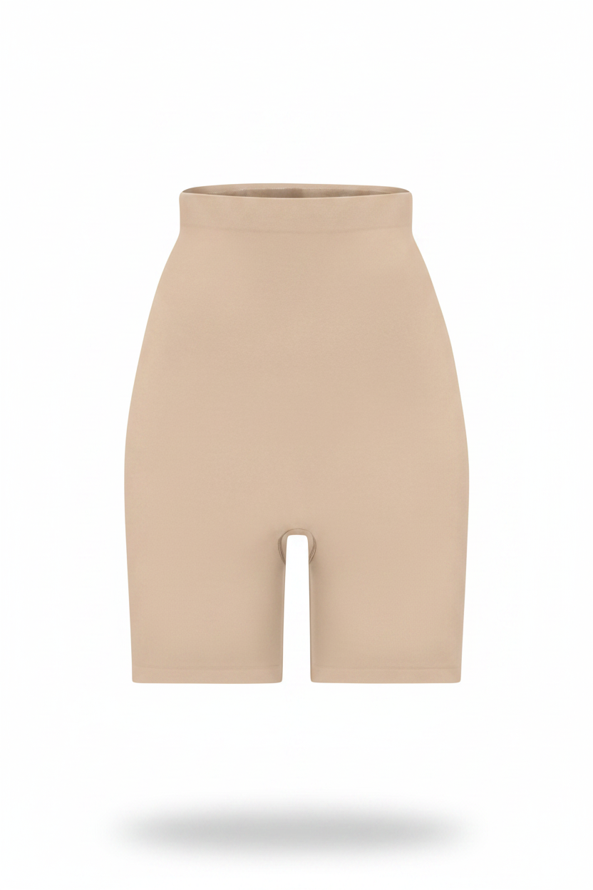Beige High Waist Sculpting Shorts