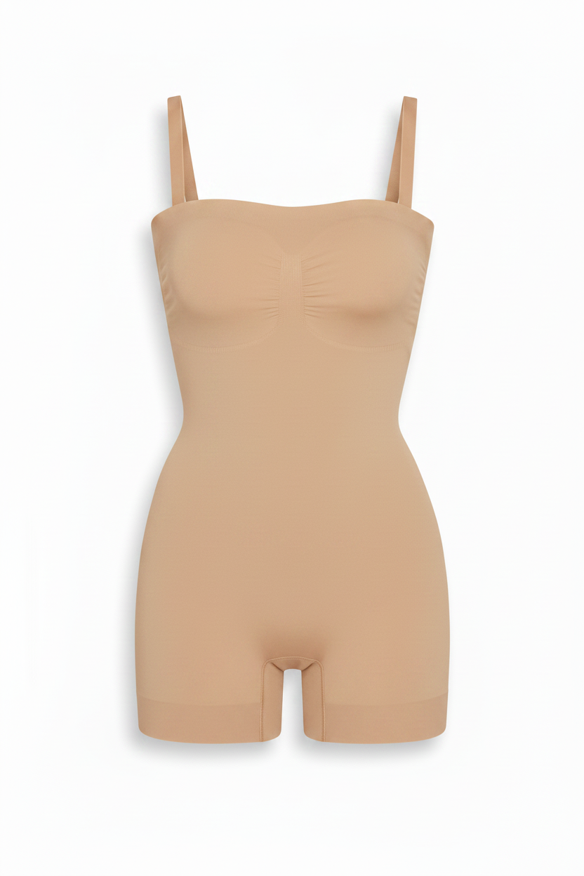 Beige Sand Bodysuit with Bra Straps