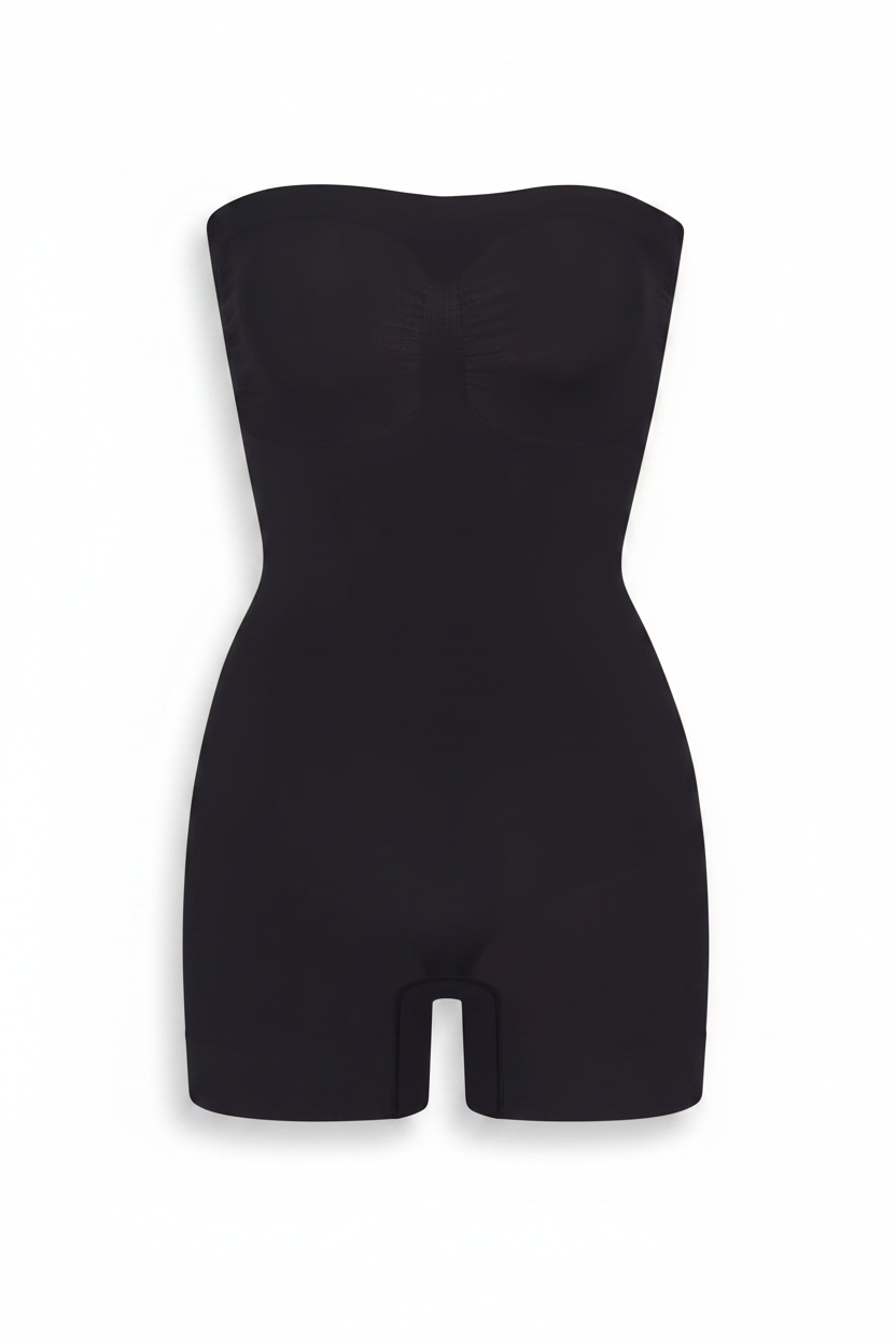 Black Strapless Bodysuit Romper