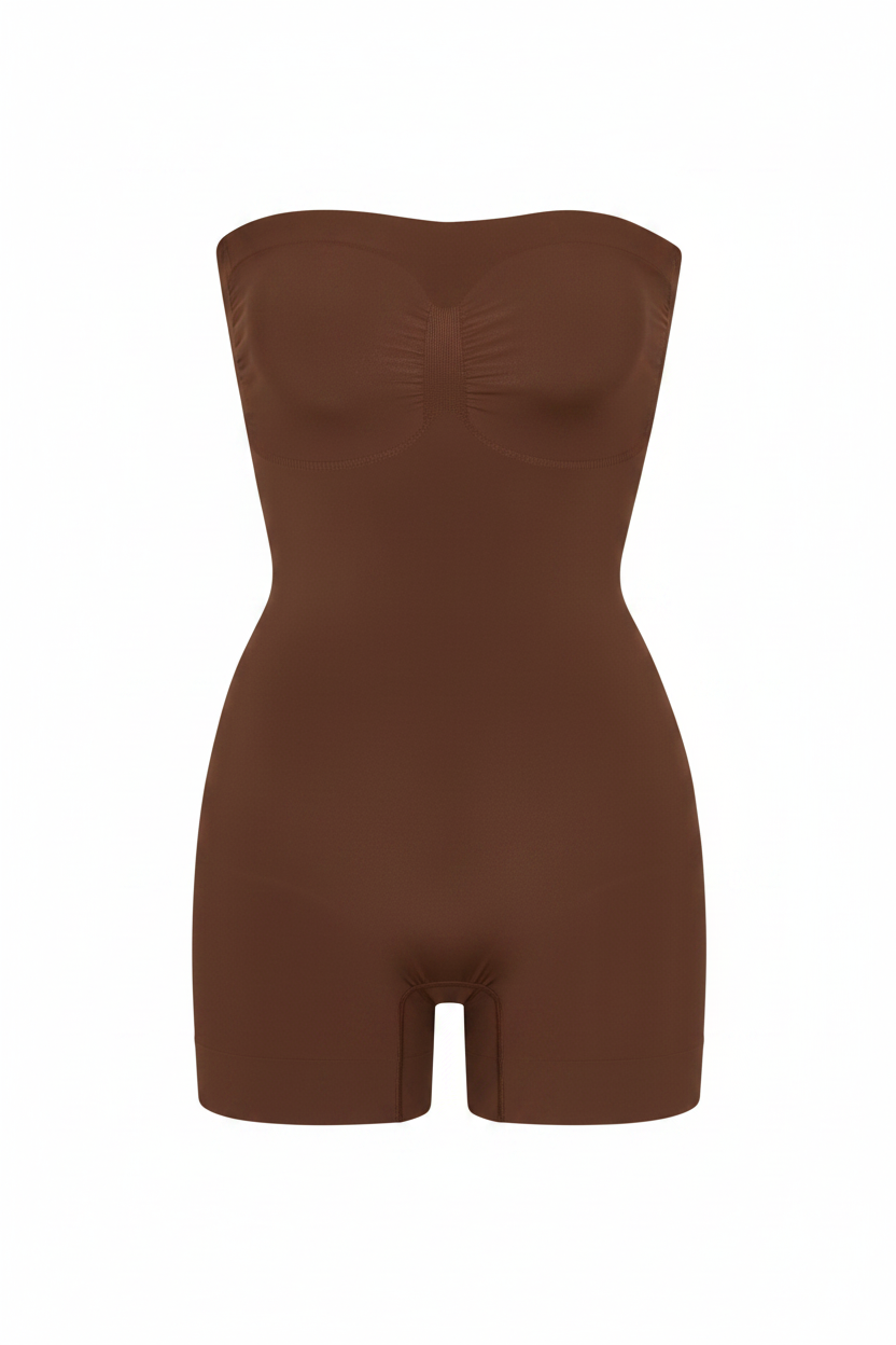 Brown Strapless Bodysuit Romper